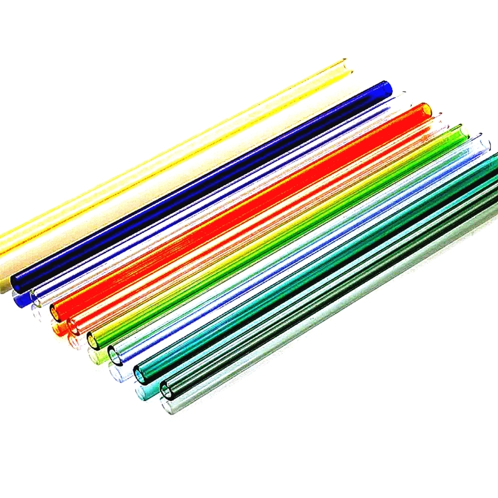 10pk Glass Straws Straight Reusable borosilicate. 4 colors. 180mm x 8mm